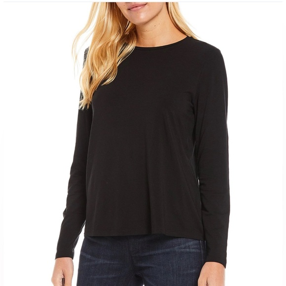 Eileen Fisher Tencel Jersey Long Sleeve Crew Neck Top Women's Size M - Picture 1 of 5